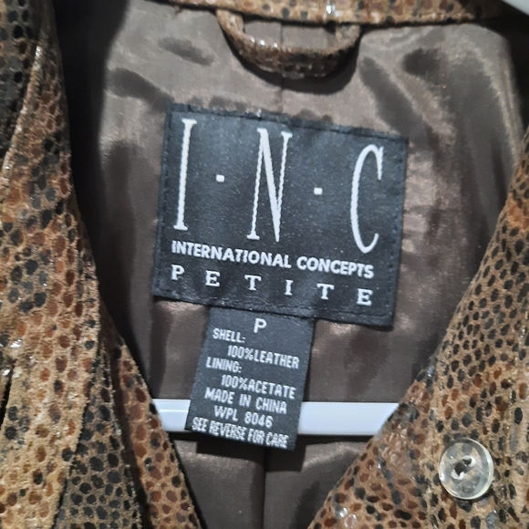 INC Internacional Concep  leather phython  snake print jacket - Picture 2 of 7